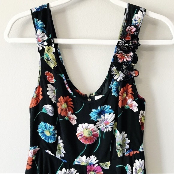 Anthro Moulinette Soeurs Black Floral Dress Size 4 - Picture 2 of 14